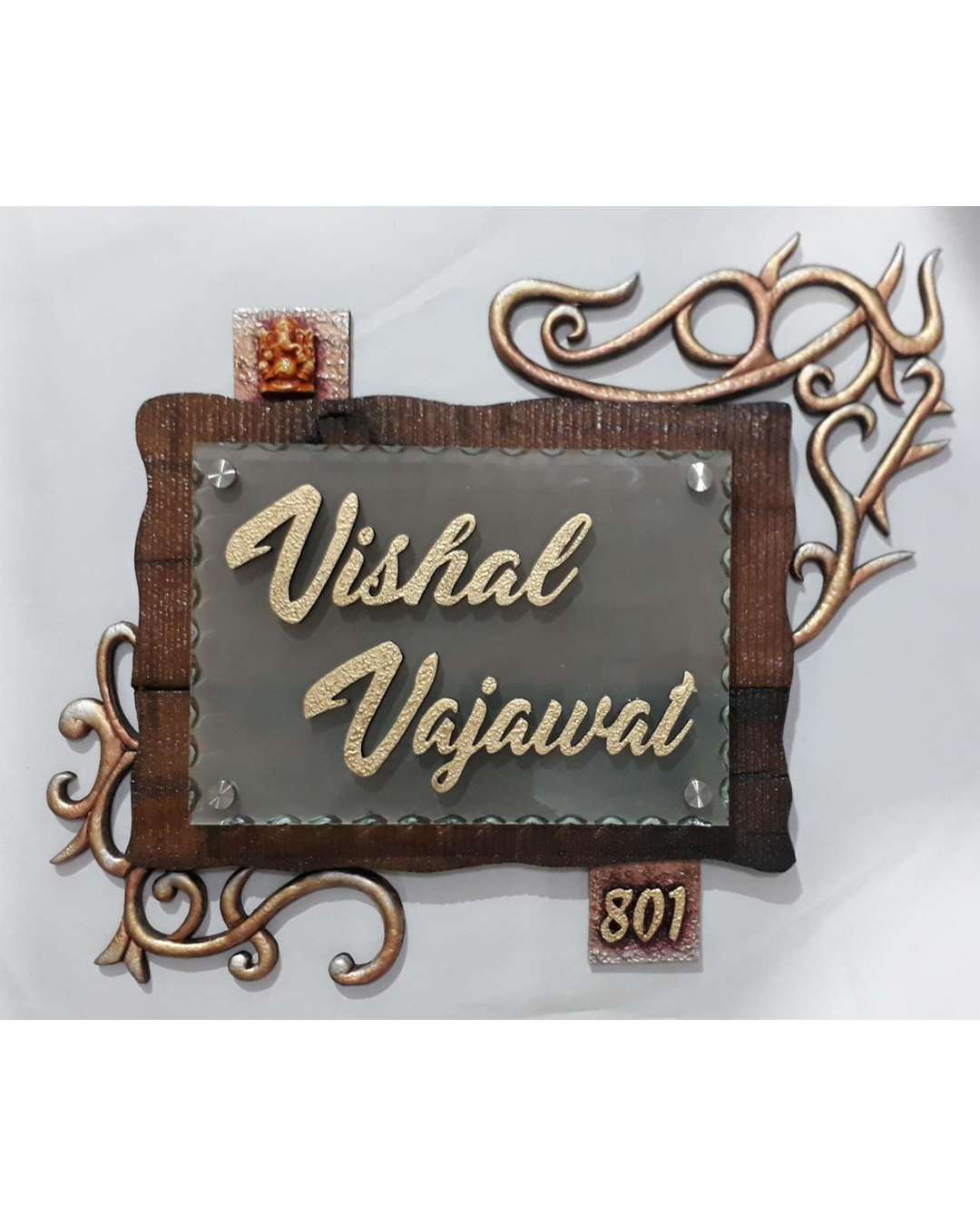 Riddhi Siddhi Art Creations - Round Om Symbol Spiritual Art Plaque